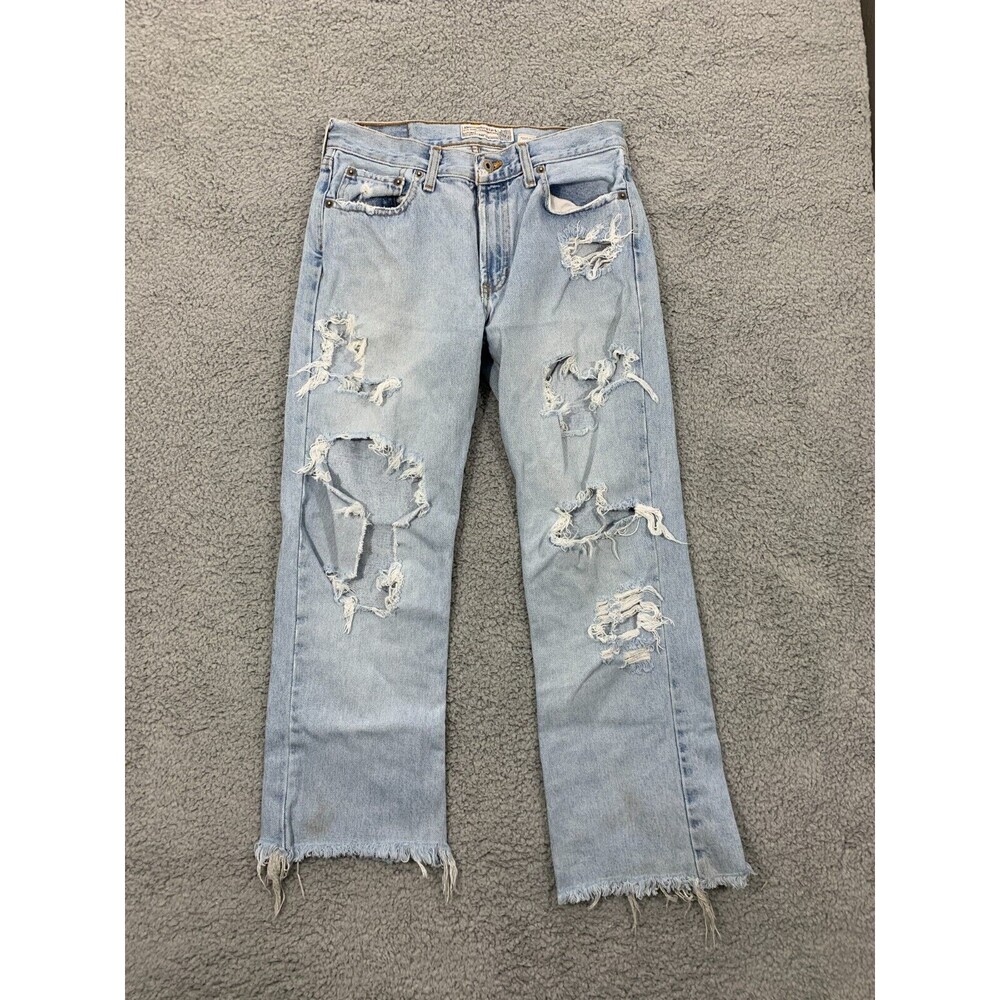 ABERCROMBIE & FITCH 2 Distressed Destroyed Bootcut Fringe Cropped Blown-out Knee